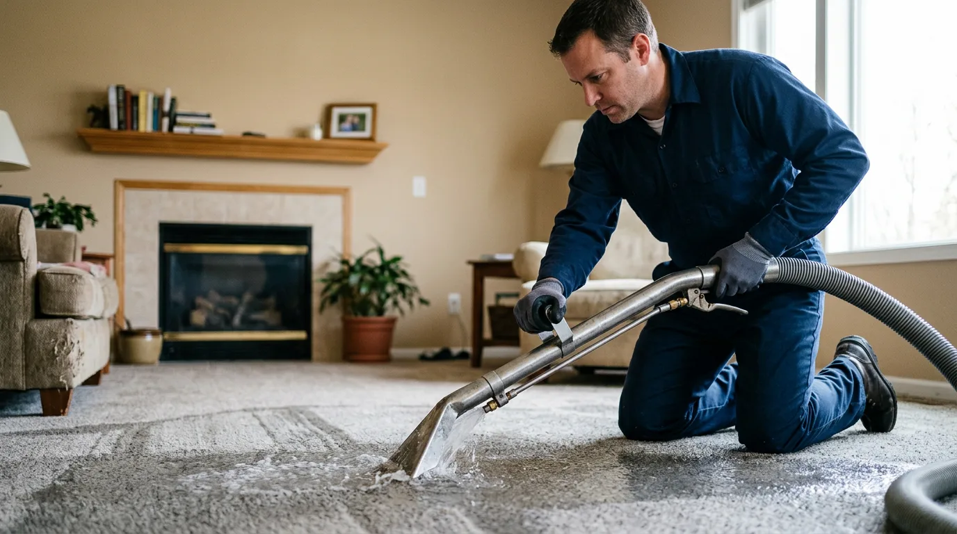 Water damage restoration technician working near Tripoli, WI